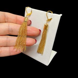 Elegant Gold tone Tassel Earrings